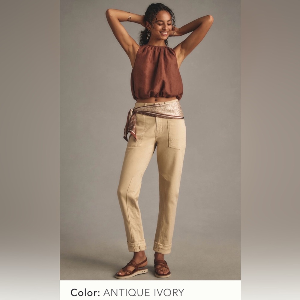 The Wanderer Pilcro Antique Ivory mid-rise relaxed leg Jeans